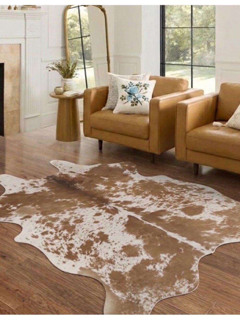 Faux Cowhide Rug 4.6x5.2 ft Cow Hide Faux Cowhide for Living Room Bedroom Dining